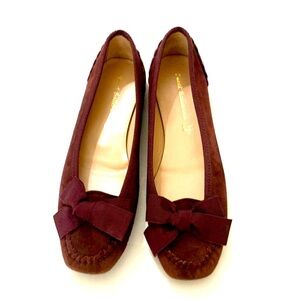 SWEET BALLERINA Suede Leather Shoes, Burgundy Flats